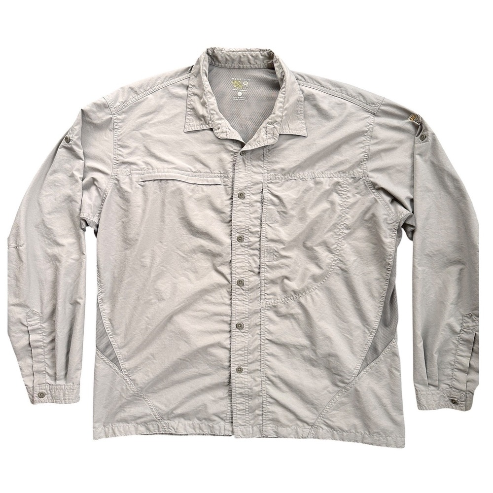 Mountain Hardwear Button Down Shirt Mens XL Gray Good Hiking Ventilated OM1019